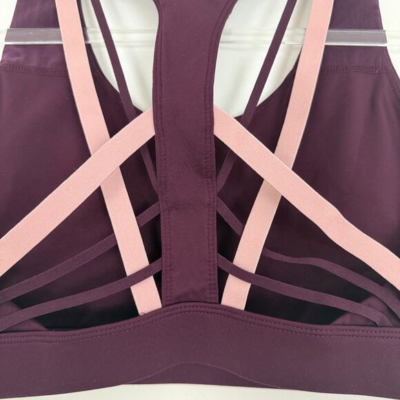 FABLETICS Kessler Med Impact Sports Bra M Burgundy Rosebloom Strappy EUC B16 - Picture 4 of 6